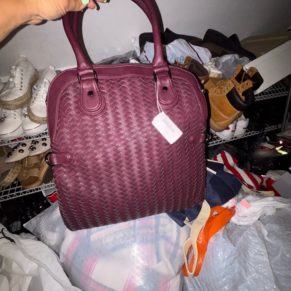 Neiman Marcus Woven Plum Satchel